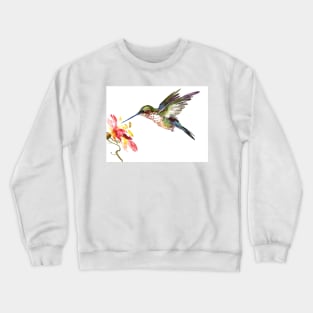 Flying Hummingbird and Flower Crewneck Sweatshirt